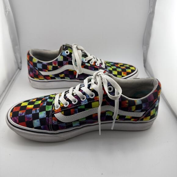 Vans Men's Size 9 Tie-Dye Checker‎ Comfycush Old Skool #R199 Good Used Condition - Picture 5 of 8
